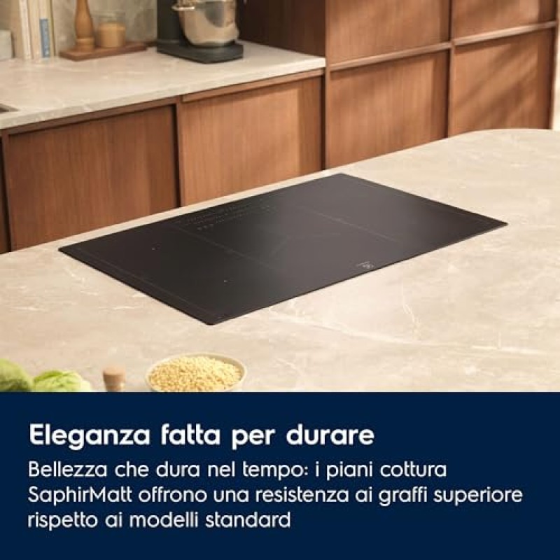 Electrolux Piano Cottura Induzione da Incasso, KIS62453I, 60 cm, Serie 700, 4 Fuochi, Zona Combinata Flessibile, Funzione Hob2Hood, SenseBoil, Comandi Slider Touch, Funzione Sicurezza Bambino - Nero - Kis62453i