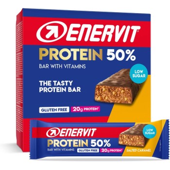 Enervit, Protein Bar 50% Salted Caramel, Barrette Proteiche, 20g di Proteine, Low Sugar, con Vitamina D e B6, Gusto Caramello Salato, Per il Recupero Dopo lo Sport, Senza Glutine, 12 Barrette da 40g Enervit, Protein Bar 50% Salted Caramel, Barrette Proteiche, 20g di Proteine, Low Sugar, con Vitamina D e B6, Gusto Caramello Salato, Per il Recupero Dopo lo Sport, Senza Glutine, 12 Barrette da 40g