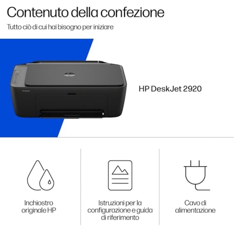 HP DeskJet 2920 89F97B, Stampante Multifunzione a Getto d'Inchiostro A4 a Colori, Fronte e Retro Manuale, 7,5 ppm, Wi-Fi, app, 3 Mesi di Inchiostro Instant Ink Inclusi, Nera HP DeskJet 2920 89F97B, Stampante Multifunzione a Getto d'Inchiostro A4 a Colori, Fronte e Retro Manuale, 7,5 ppm, Wi-Fi, app, 3 Mesi di Inchiostro Instant Ink Inclusi, Nera