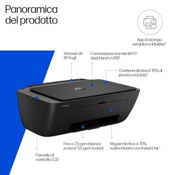 HP DeskJet 2920 89F97B, Stampante Multifunzione a Getto d'Inchiostro A4 a Colori, Fronte e Retro Manuale, 7,5 ppm, Wi-Fi, app, 3 Mesi di Inchiostro Instant Ink Inclusi, Nera