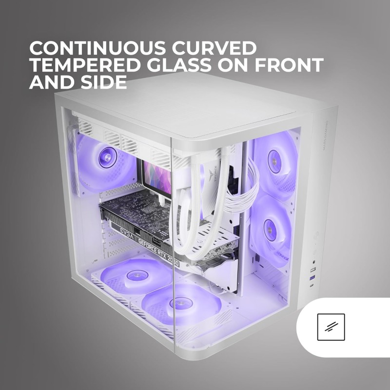 Mars Gaming MC-CURV, Case Gaming ATX, Triplo Vetro Temperato Curvo Continuo Frontale e Laterale, Struttura a Doppia Camera, Semitorre PC Compatta con Grande Capacità Interna, USB-C e USB 3.0, Bianco Mars Gaming MC-CURV, Case Gaming ATX, Triplo Vetro Temperato Curvo Continuo Frontale e Laterale, Struttura a Doppia Camera, Semitorre PC Compatta con Grande Capacità Interna, USB-C e USB 3.0, Bianco