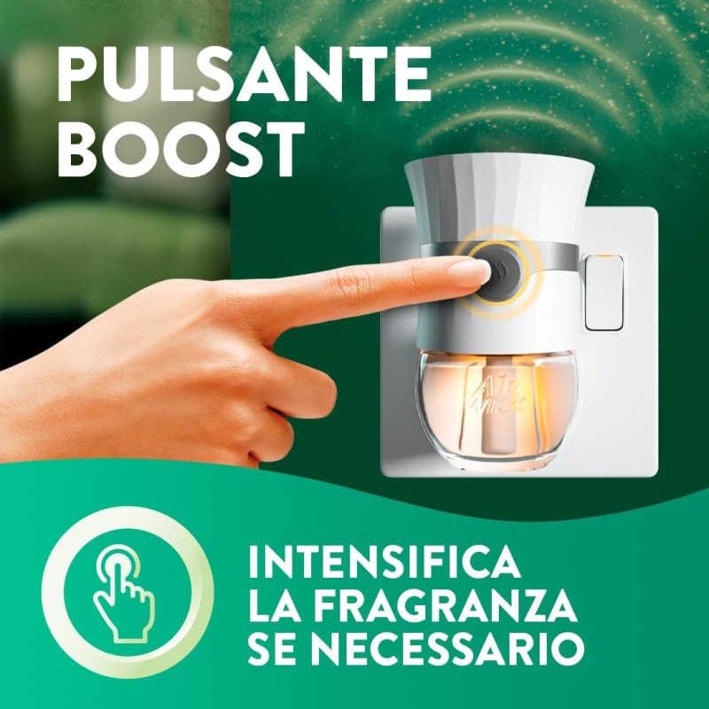 Air Wick Diffusore Elettrico di Oli Essenziali, 1 Diffusore completo gadget, 1 Ricarica per Diffusore Elettrico, Fragranza Dolce Vaniglia e Burro di Karitè - Vaniglia E Thè Bianco