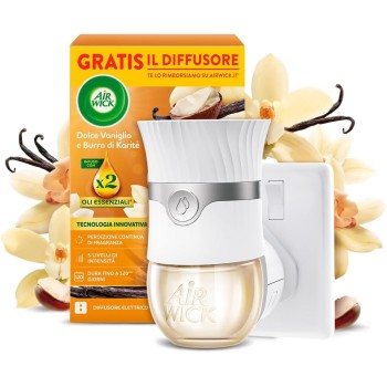 Air Wick Diffusore Elettrico di Oli Essenziali, 1 Diffusore completo gadget, 1 Ricarica per Diffusore Elettrico, Fragranza Dolce Vaniglia e Burro di Karitè - Vaniglia E Thè Bianco Air Wick Diffusore Elettrico di Oli Essenziali, 1 Diffusore completo gadget, 1 Ricarica per Diffusore Elettrico, Fragranza Dolce Vaniglia e Burro di Karitè - Vaniglia E Thè Bianco