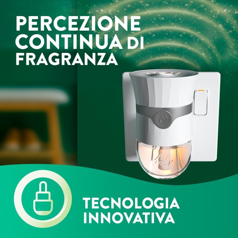 Air Wick Diffusore Elettrico di Oli Essenziali, 1 Diffusore completo gadget, 1 Ricarica per Diffusore Elettrico, Fragranza Dolce Vaniglia e Burro di Karitè - Vaniglia E Thè Bianco