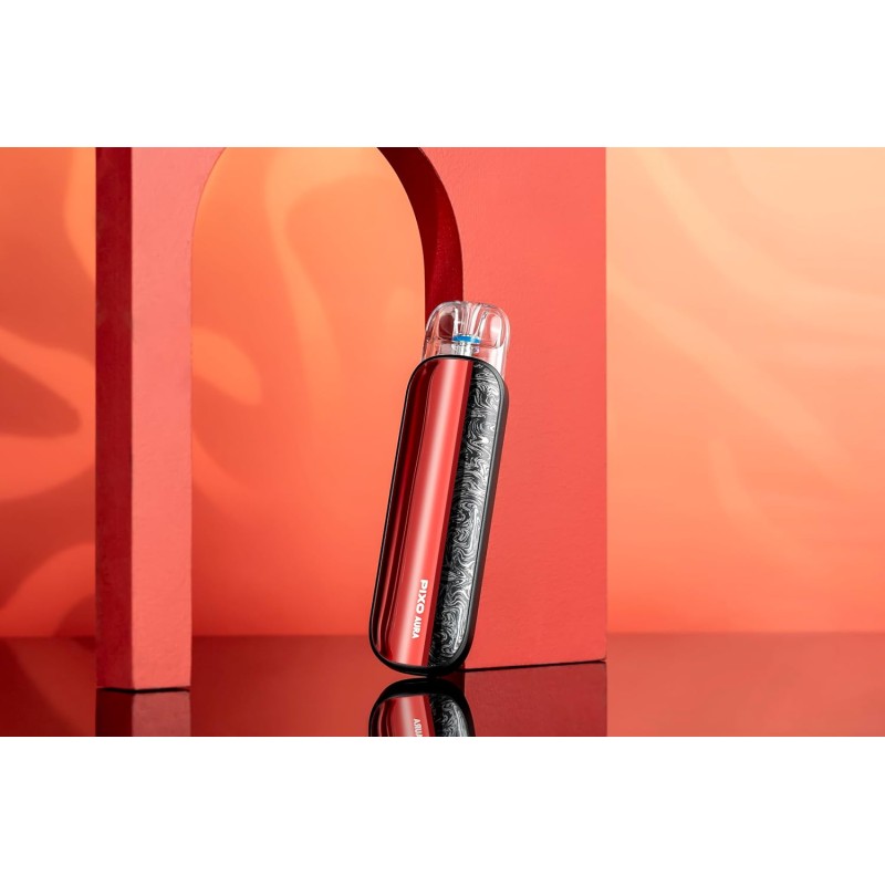 Aspire Pixo Aura Sigaretta Elettronica Guancia e RDL 25W - Svapo Kit Completo Batteria 1300 mAh, Pod 3ml, Indicatore Led Colorato, Tiro Automatico (Crimson Red) - Crimson Red