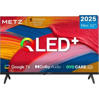 Metz QLED 32 Pollici Smart TV HD, 32MQF7000Z, HDR10, Dolby Audio, Riduzione Luce Blu, Google TV, Googlecast,Tuner DVB-T/T2/C/S/S2/Analogico - 32"