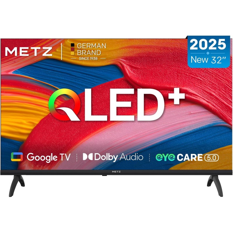 Metz QLED 32 Pollici Smart TV HD, 32MQF7000Z, HDR10, Dolby Audio, Riduzione Luce Blu, Google TV, Googlecast,Tuner DVB-T/T2/C/S/S2/Analogico - 32"