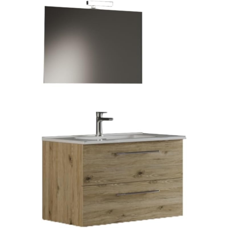 IRIS 100 - Mobile Bagno Sospeso IN KIT DA MONTARE 100 CM QUERCIA NATURALE con Lavabo, Specchio e Lampada LED, L.101 X P.47 X H.53 cm - L. 101 X P. 47 X H. 53 CM Quercia Naturale IRIS 100 - Mobile Bagno Sospeso IN KIT DA MONTARE 100 CM QUERCIA NATURALE con Lavabo, Specchio e Lampada LED, L.101 X P.47 X H.53 cm - L. 101 X P. 47 X H. 53 CM Quercia Naturale