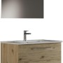 IRIS 100 - Mobile Bagno Sospeso IN KIT DA MONTARE 100 CM QUERCIA NATURALE con Lavabo, Specchio e Lampada LED, L.101 X P.47 X H.53 cm - L. 101 X P. 47 X H. 53 CM Quercia Naturale