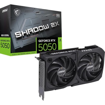 msi NVIDIA GeForce RTX 5050 8G Shadow 2X OC Scheda grafica – 8 GB GDDR7 (20 GB/s / 128 bit), PCIe 5.0 – Doppia ventola (2 ventole TORX 5.0), HDMI 2.1b, DisplayPort 2.1b, pronta per SFF - 8G msi NVIDIA GeForce RTX 5050 8G Shadow 2X OC Scheda grafica – 8 GB GDDR7 (20 GB/s / 128 bit), PCIe 5.0 – Doppia ventola (2 ventole TORX 5.0), HDMI 2.1b, DisplayPort 2.1b, pronta per SFF - 8G