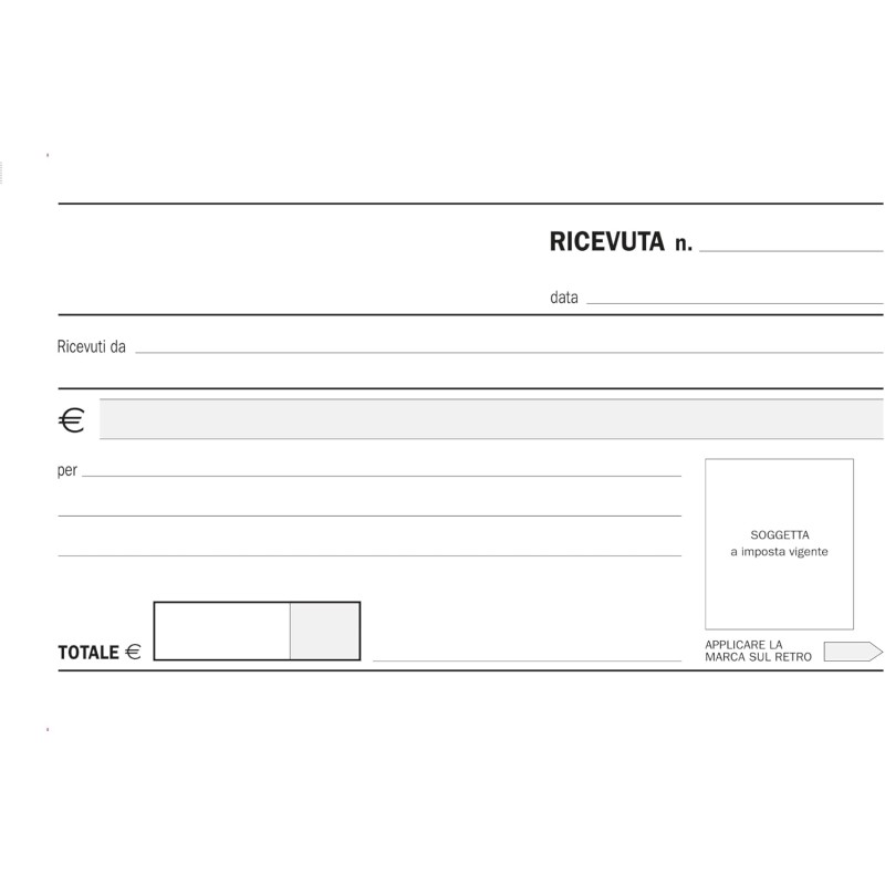 Blocchi Ricevute Generiche 2 Copie 50 Moduli Formato cm 17x10 Conf. da 1 Blocco