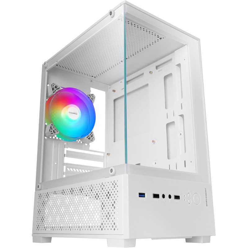 Mars Gaming MC-SE2, Case Gaming MicroATX, Vetro Temperato Frontale e Laterale Senza Cornice, Ventola FRGB 120mm, Struttura a Doppia Camera, Case PC Compatto con Grande Capacità Interna, Bianco Mars Gaming MC-SE2, Case Gaming MicroATX, Vetro Temperato Frontale e Laterale Senza Cornice, Ventola FRGB 120mm, Struttura a Doppia Camera, Case PC Compatto con Grande Capacità Interna, Bianco
