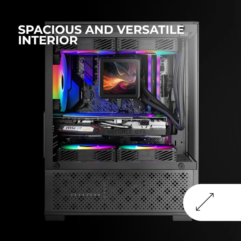Mars Gaming MC-SE2, Case Gaming MicroATX, Vetro Temperato Frontale e Laterale Senza Cornice, Ventola FRGB 120mm, Struttura a Doppia Camera, Case PC Compatto con Grande Capacità Interna, Nero Mars Gaming MC-SE2, Case Gaming MicroATX, Vetro Temperato Frontale e Laterale Senza Cornice, Ventola FRGB 120mm, Struttura a Doppia Camera, Case PC Compatto con Grande Capacità Interna, Nero