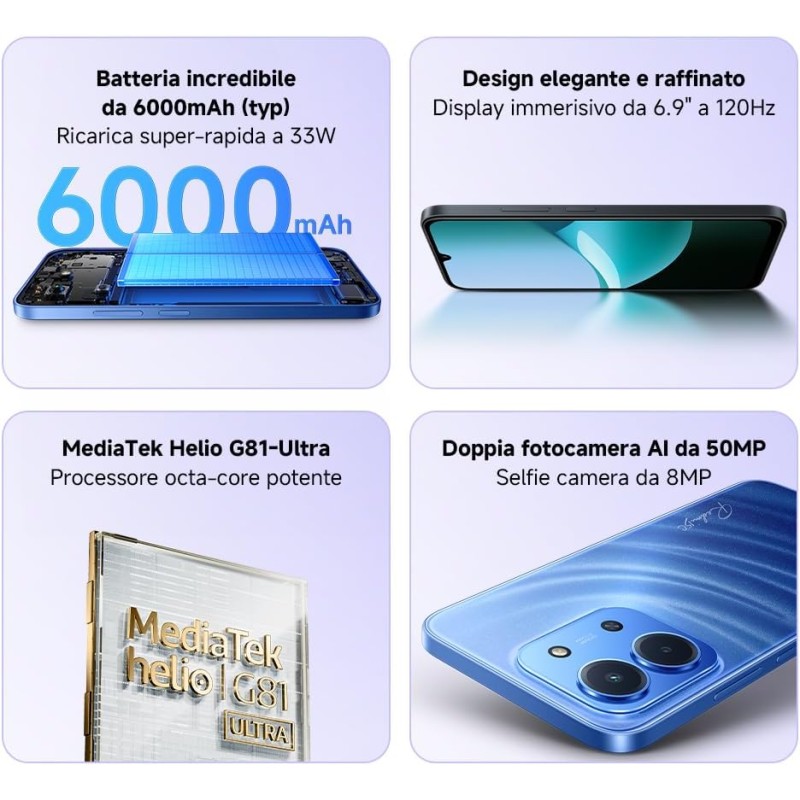 Xiaomi Redmi 15C, Smartphone 4+256GB, Display 6,9" 120Hz, 7,99mm, MediaTek Helio G81-Ultra, Dual camera da 50MP, Mega batteria da 6000mAh, Garanzia 2 anni, Arancione, Caricabatterie non incluso - 4+256GB Arancione Xiaomi Redmi 15C, Smartphone 4+256GB, Display 6,9" 120Hz, 7,99mm, MediaTek Helio G81-Ultra, Dual camera da 50MP, Mega batteria da 6000mAh, Garanzia 2 anni, Arancione, Caricabatterie non incluso - 4+256GB Arancione