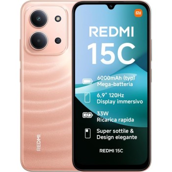 Xiaomi Redmi 15C, Smartphone 4+256GB, Display 6,9" 120Hz, 7,99mm, MediaTek Helio G81-Ultra, Dual camera da 50MP, Mega batteria da 6000mAh, Garanzia 2 anni, Arancione, Caricabatterie non incluso - 4+256GB Arancione