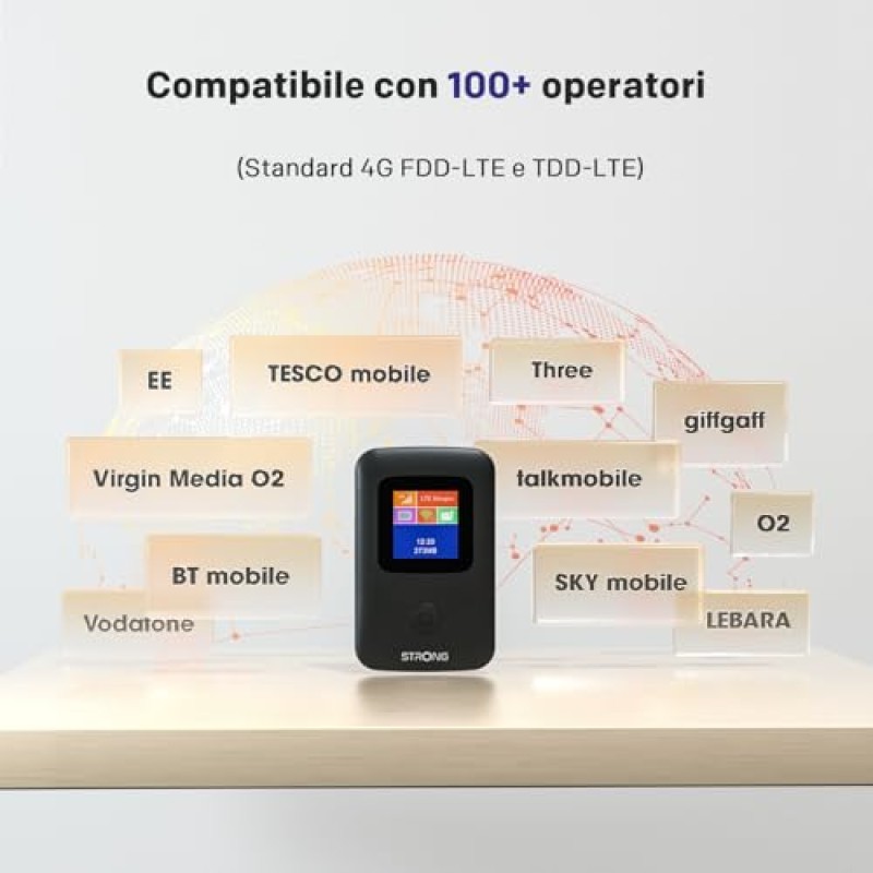 STRONG Saponetta WiFi Portatile con SIM, 4G LTE CAT4 150 Mbps in Download, Hotspot WiFi Tascabile da Viaggio, Display a Colori, Batteria Ricaricabile, Porta USB-C, Funzione Power Bank (150CD)
