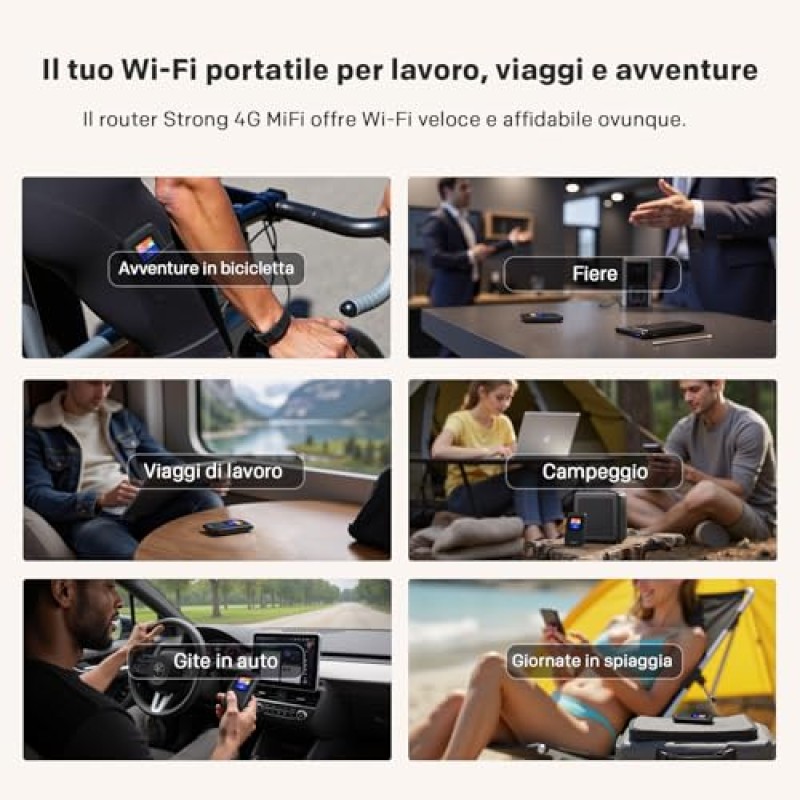 STRONG Saponetta WiFi Portatile con SIM, 4G LTE CAT4 150 Mbps in Download, Hotspot WiFi Tascabile da Viaggio, Display a Colori, Batteria Ricaricabile, Porta USB-C, Funzione Power Bank (150CD)