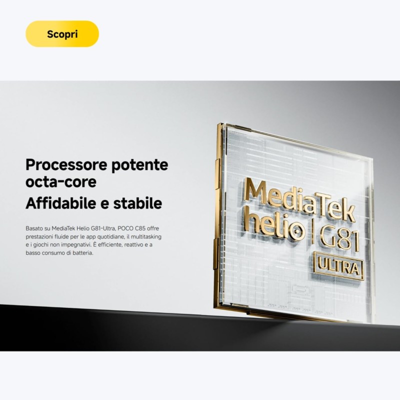 Xiaomi POCO C85, Smartphone 8+256GB, Display 6,9" 120Hz 7,99mm Design, MediaTek Helio G81-Ultra Octa-core, Doppia fotocamera AI da 50MP, 6000mAh, garanzia di 2 anni, Viola, Caricabatteria non incluso - 8+256GB Purple Xiaomi POCO C85, Smartphone 8+256GB, Display 6,9" 120Hz 7,99mm Design, MediaTek Helio G81-Ultra Octa-core, Doppia fotocamera AI da 50MP, 6000mAh, garanzia di 2 anni, Viola, Caricabatteria non incluso - 8+256GB Purple