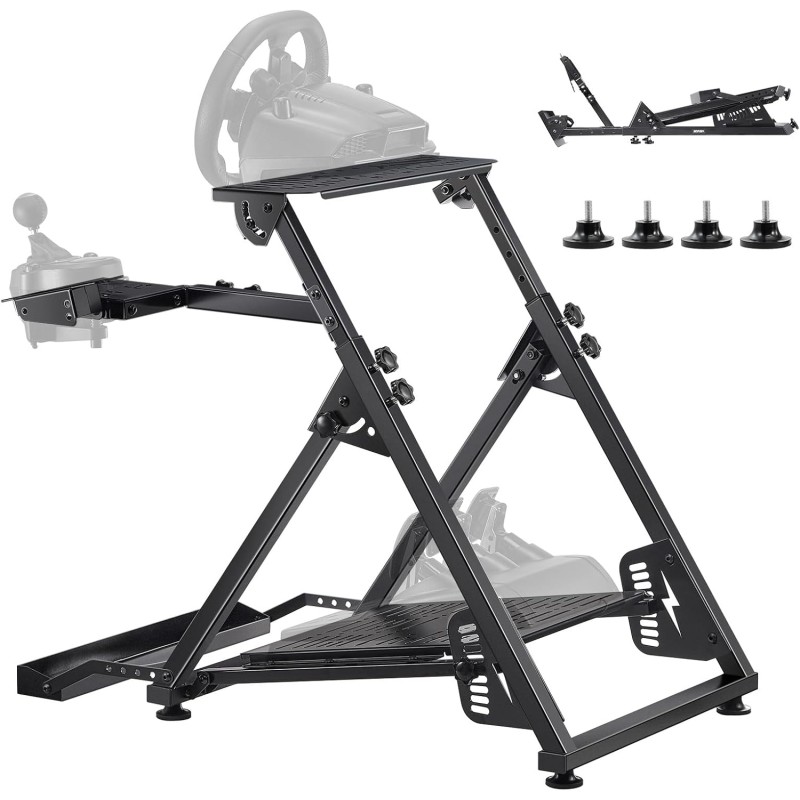 VEVOR Supporto per Volante da Corsa Pieghevole Regolabile, Compatibile con Logitech G923, G920, G29, G27, Thrustmaster T300RS TX F458, T500RS, T3PA-PRO (F1/GT), Pedali NON Inclusi VEVOR Supporto per Volante da Corsa Pieghevole Regolabile, Compatibile con Logitech G923, G920, G29, G27, Thrustmaster T300RS TX F458, T500RS, T3PA-PRO (F1/GT), Pedali NON Inclusi