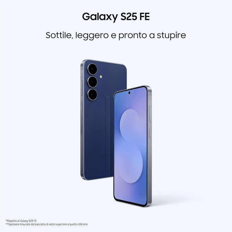 Samsung Galaxy S25 FE Smartphone AI, 3 anni di Garanzia del produttore, Display Dynamic AMOLED 2X 6.7'', Fotocamera 50MP, IP68, 8GB RAM, 256GB, Batteria a lunga durata, Navy [Versione Italiana] - 256GB Navy