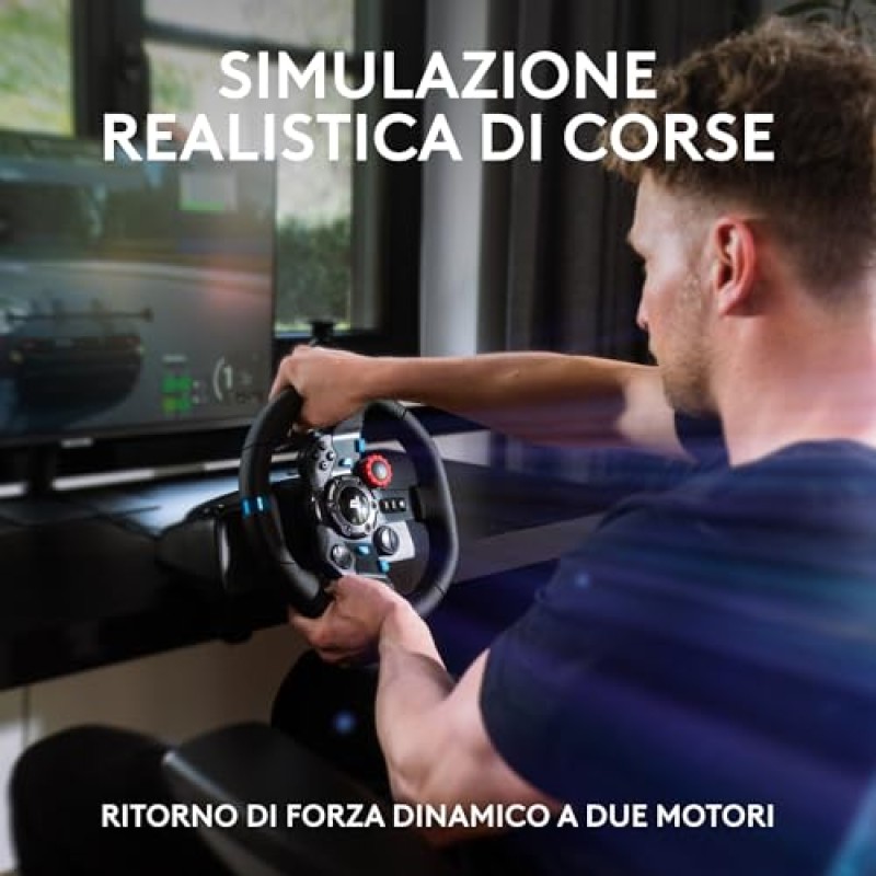 Logitech G G29 SE Driving Force - volante e pedali da corsa, ritorno di forza dinamico, vera pelle + Logitech G Driving Force Shifter - Per PS5, PS4 and PC, Mac - Nero