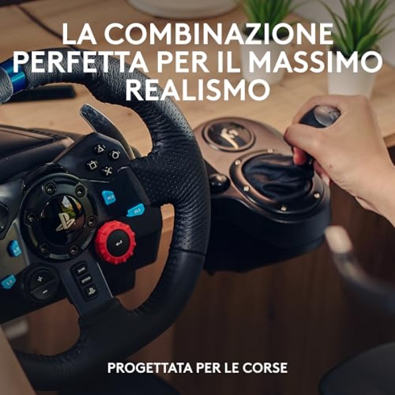 Logitech G G29 SE Driving Force - volante e pedali da corsa, ritorno di forza dinamico, vera pelle + Logitech G Driving Force Shifter - Per PS5, PS4 and PC, Mac - Nero