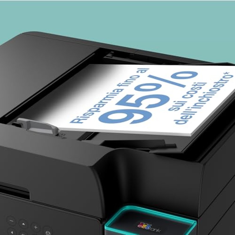 Epson EcoTank ET-3950 Stampante con Serbatoi D’inchiostro | Home Office | Wi-Fi | A4 | Fronte/Retro Stampa, Copia, Scansione | Display LCD 6.1 cm | ADF Da 30 Fogli | 3 Anni D'Inchiostro Inclusi - Nero