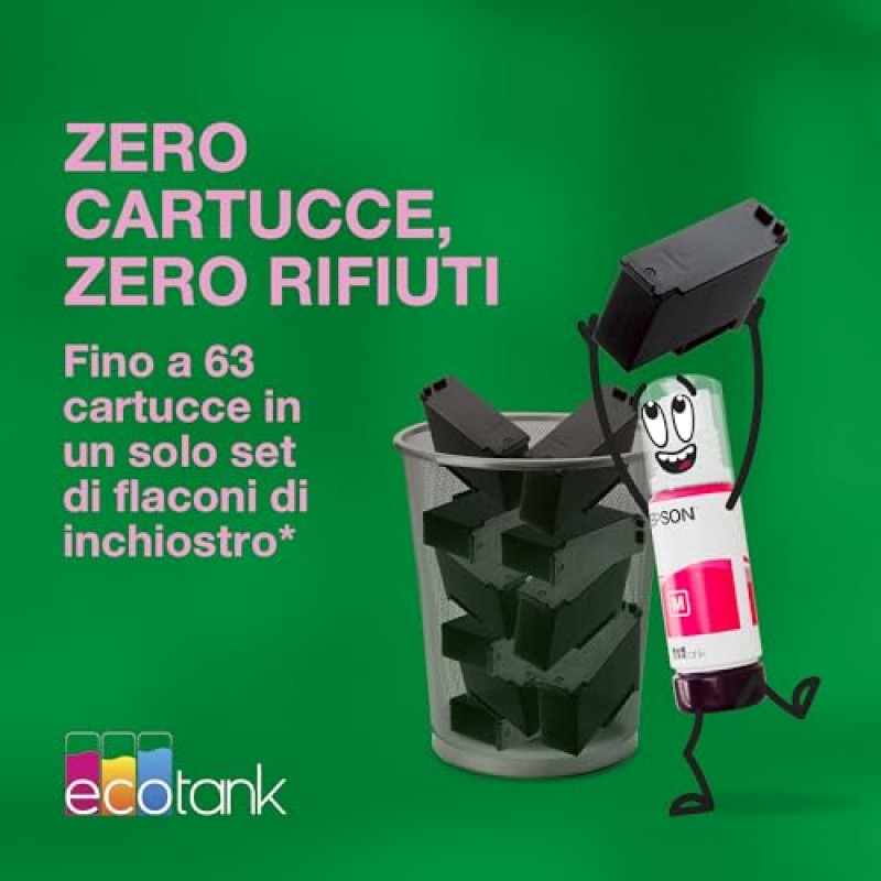Epson EcoTank ET-3950 Stampante con Serbatoi D’inchiostro | Home Office | Wi-Fi | A4 | Fronte/Retro Stampa, Copia, Scansione | Display LCD 6.1 cm | ADF Da 30 Fogli | 3 Anni D'Inchiostro Inclusi - Nero