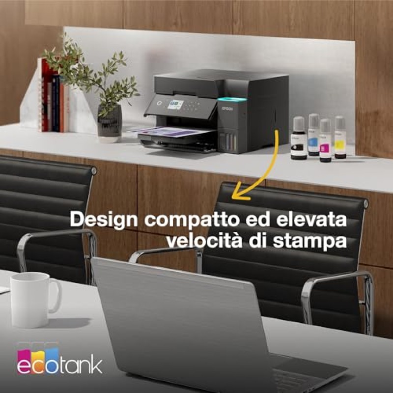 Epson EcoTank ET-3950 Stampante con Serbatoi D’inchiostro | Home Office | Wi-Fi | A4 | Fronte/Retro Stampa, Copia, Scansione | Display LCD 6.1 cm | ADF Da 30 Fogli | 3 Anni D'Inchiostro Inclusi - Nero