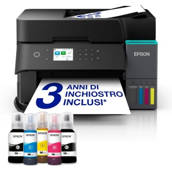 Epson EcoTank ET-3950 Stampante con Serbatoi D’inchiostro | Home Office | Wi-Fi | A4 | Fronte/Retro Stampa, Copia, Scansione | Display LCD 6.1 cm | ADF Da 30 Fogli | 3 Anni D'Inchiostro Inclusi - Nero