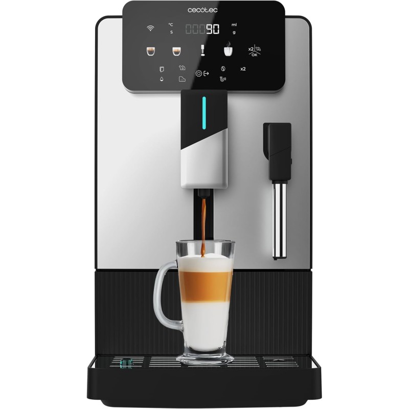 Cecotec Macchina Caffè Superautomatica Compatta Cremmaet Steam Latte Art. 19Bar, Vaporizzatore, Thermoblock, Plug&Play, Macinino Conico, 5 Livelli, Serbatoio Acqua 1.1L, Caffè 150g, Pulizia Automatica