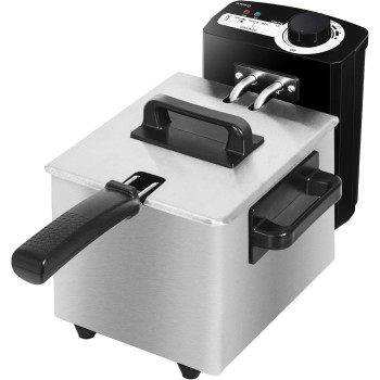 Cecotec Friggitrice Elettrica con Olio Cleanfry 1.5L. 1000W, Acciaio Inox, Filtro OilCleaner, Temperatura 190ºC, Vasca Smaltata Lavabile Lavastoviglie, Indicatore Luminoso, Surriscaldamento