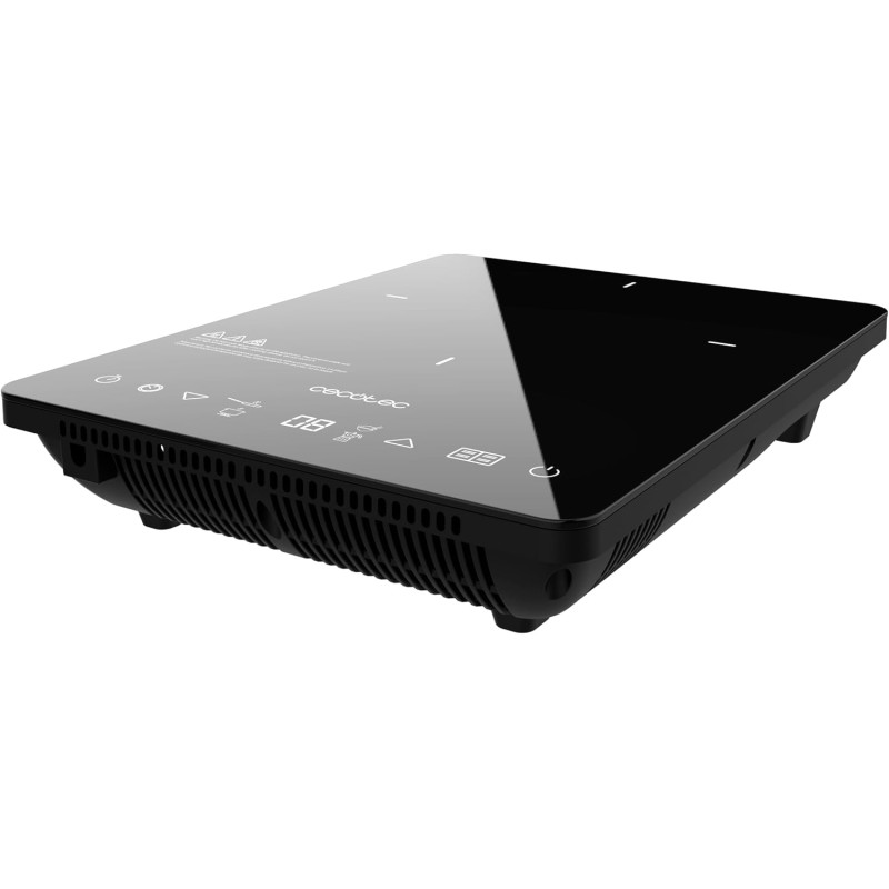 Cecotec Piastra di induzione portatile Full Crystal Onyx. 2000 W, 9 livelli di potenza, vetro smaltato, Temp 60-240 °C, 6 programmi, rilevamento automatico, timer 180 m, protezione surriscaldamento