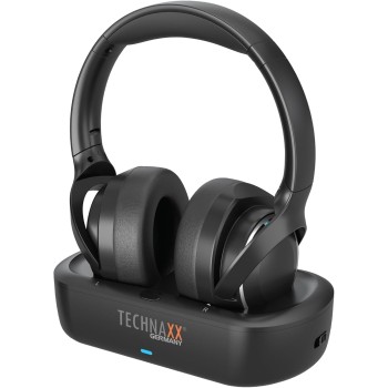 Technaxx Cuffie TV wireless con base di ricarica – Cuffie Bluetooth 5.4 Over-Ear con microfono, 30h autonomia, USB-C, ingresso ottico e AUX – Ideali per TV, anziani e musica - TX-350 Technaxx Cuffie TV wireless con base di ricarica – Cuffie Bluetooth 5.4 Over-Ear con microfono, 30h autonomia, USB-C, ingresso ottico e AUX – Ideali per TV, anziani e musica - TX-350