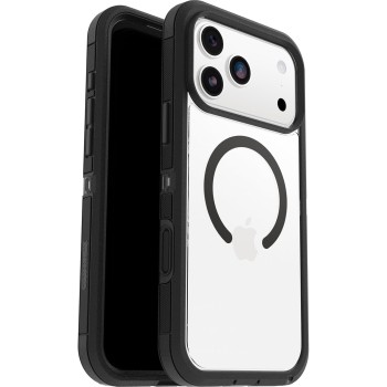 OtterBox Defender Series Pro XT Clear MagSafe cover per iPhone 17 Pro Max, resistente a shock e cadute, cover ultra robusta, testata 7x vs le norme anti caduta MIL-STD 810G, Trasparente/Nero - iPhone 17 Pro Max Trasparente/Nero