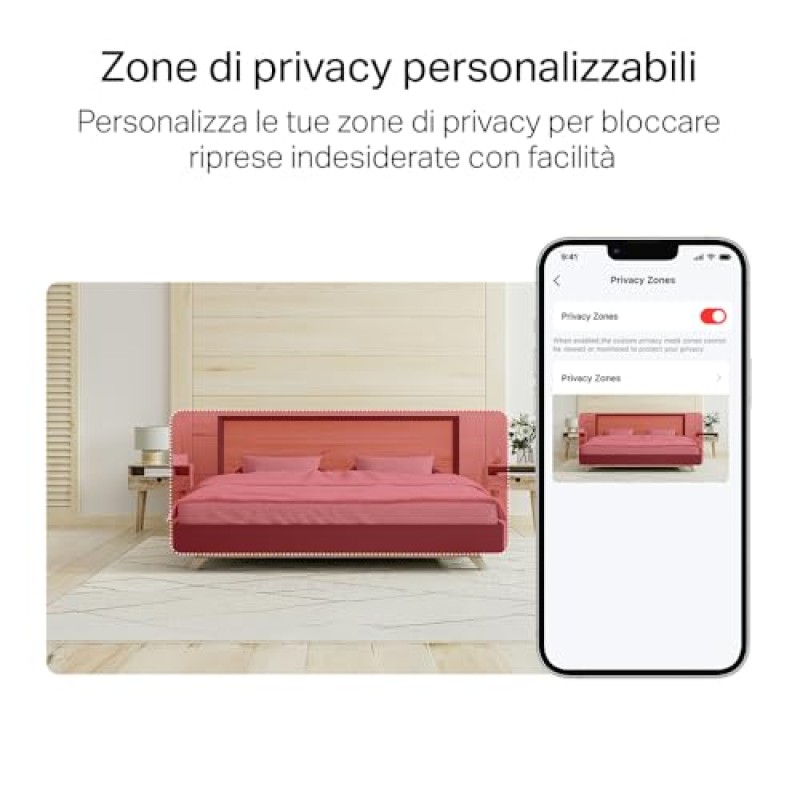 MERCUSYS MC210 Telecamera Wi-Fi Interno 2K 3MP, Videocamera Sorveglianza 360°, Visione Notturna, Audio a 2 Vie, Rilevamento di Movimento/Notifiche/Allarme, ZonaPrivacy, Supporta microSD fino a 512 GB