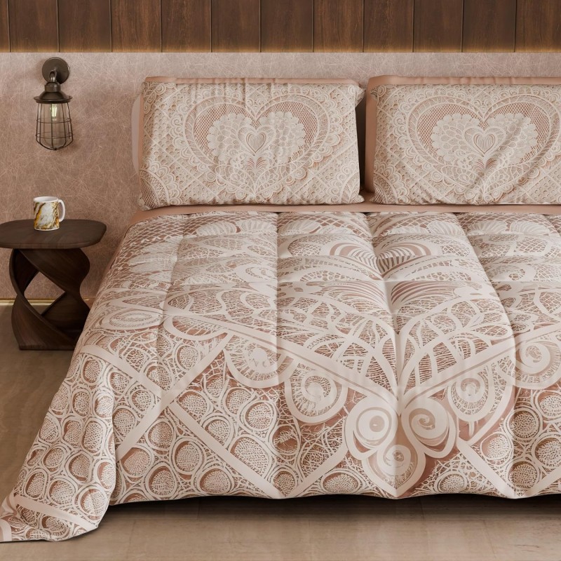 PETTI Artigiani Italiani - Trapunta Invernale, Piumone Matrimoniale Double Face Tinta Unita e Stampa Digitale, Shabby 04 321, 100% Microfibra, Made in Italy - Matrimoniale Shabby 04 321
