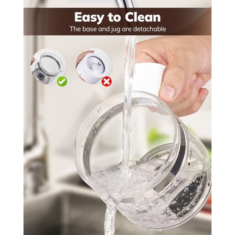 Milk Frother, Morpilot Montalatte Elettrico in Vetro, 4 in 1 Funzione, Bello da Vedere, Capacità 250ml Cappuccino o 500 ml Latte Caldo, Design Diviso, Bianco - 250ml White