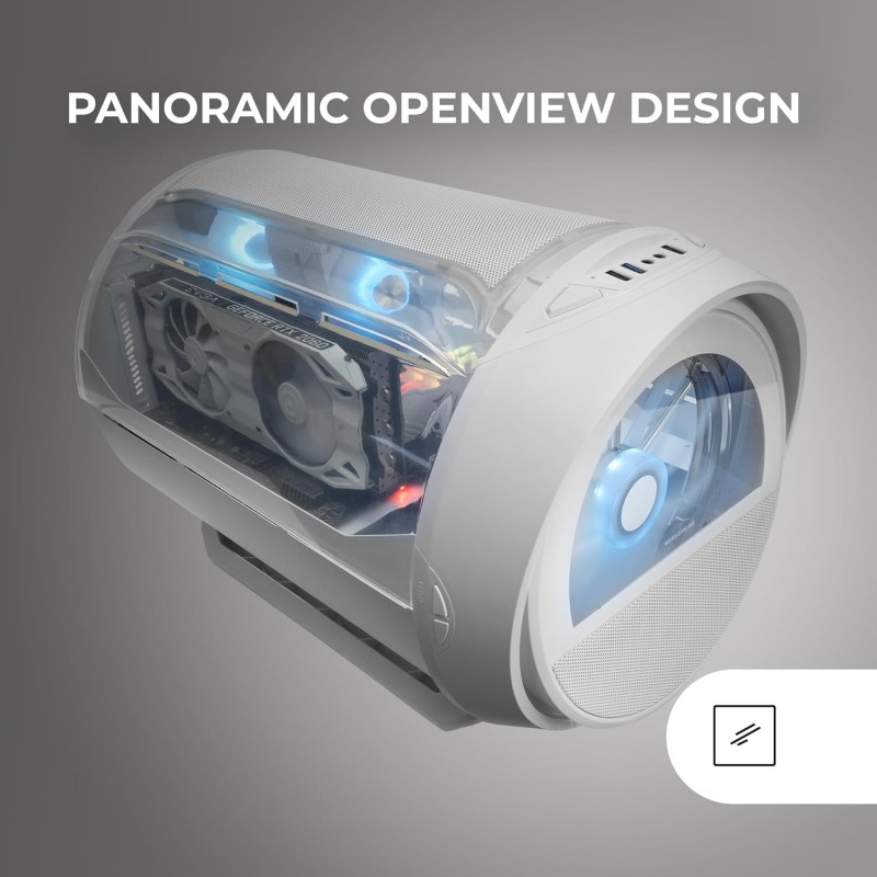 Mars Gaming MC-CYLON, Case Gaming MicroATX, Design Turbina Cilindrico, Pannello in Vetro Temperato e Finestra Superiore Panoramica Curva, Ventola Frontale RGB 200mm + Ventola Posteriore 120mm, Bianco Mars Gaming MC-CYLON, Case Gaming MicroATX, Design Turbina Cilindrico, Pannello in Vetro Temperato e Finestra Superiore Panoramica Curva, Ventola Frontale RGB 200mm + Ventola Posteriore 120mm, Bianco