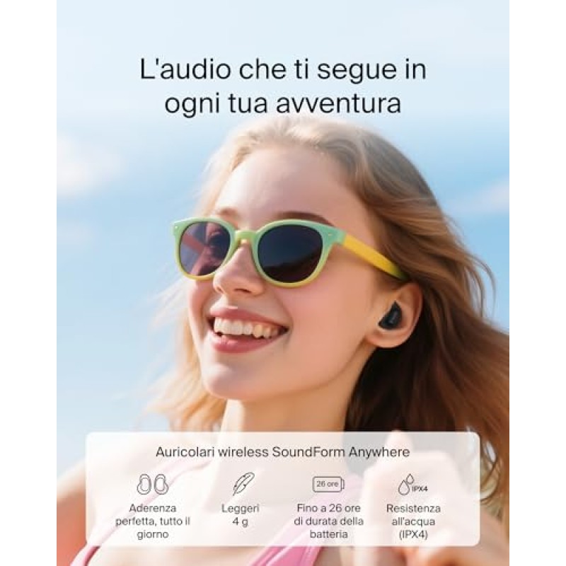 Belkin SoundForm Anywhere Auricolari Bluetooth, Leggeri con Comfort Duraturo, Resistenza all'Acqua di Grado IPX4, Cuffie In Ear Wireless per iPhone, iPad, Tablet, Laptop, Corsa, Sport e Altro, Nero - Black Belkin SoundForm Anywhere Auricolari Bluetooth, Leggeri con Comfort Duraturo, Resistenza all'Acqua di Grado IPX4, Cuffie In Ear Wireless per iPhone, iPad, Tablet, Laptop, Corsa, Sport e Altro, Nero - Black