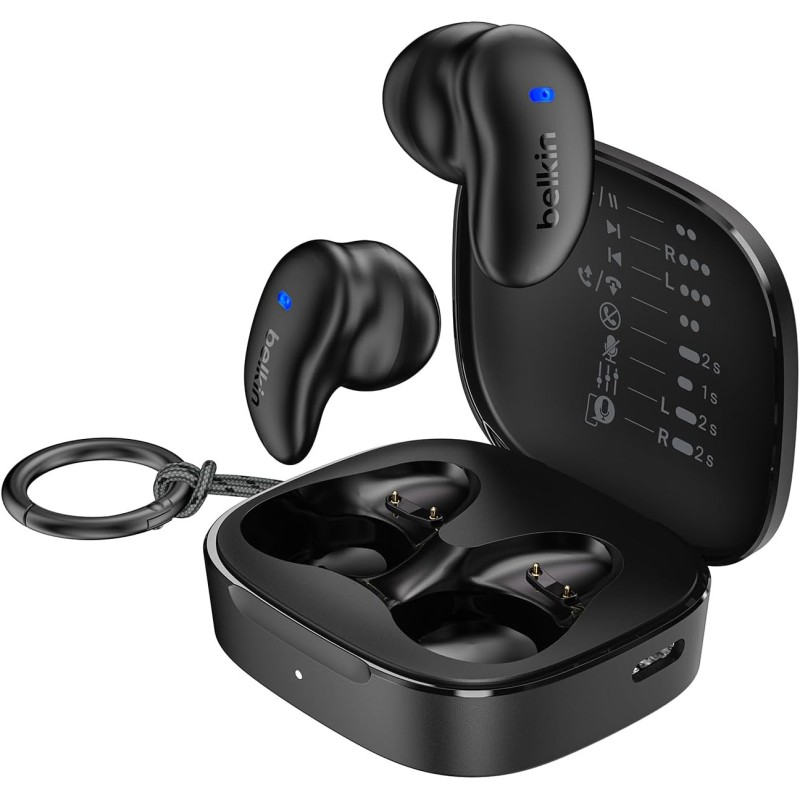 Belkin SoundForm Anywhere Auricolari Bluetooth, Leggeri con Comfort Duraturo, Resistenza all'Acqua di Grado IPX4, Cuffie In Ear Wireless per iPhone, iPad, Tablet, Laptop, Corsa, Sport e Altro, Nero - Black Belkin SoundForm Anywhere Auricolari Bluetooth, Leggeri con Comfort Duraturo, Resistenza all'Acqua di Grado IPX4, Cuffie In Ear Wireless per iPhone, iPad, Tablet, Laptop, Corsa, Sport e Altro, Nero - Black