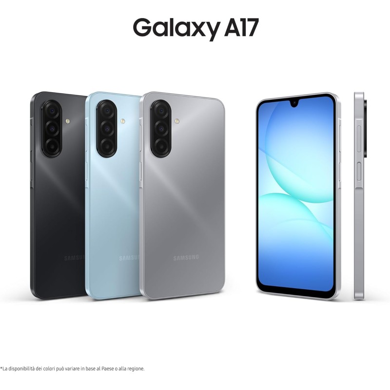 Samsung Galaxy A17, 3 anni di Garanzia del produttore, Android 15, Display Super AMOLED 6.7", 8GB RAM, 256GB, Batteria 5.000 mAh, Resistenza IP54, Memoria espandibile, Black [Versione Italiana] - 8+256GB Black