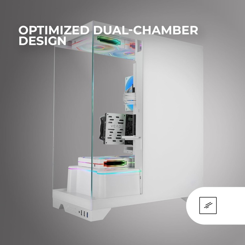 Mars Gaming MC-PRISMA, Case Gaming ATX, Triplo Vetro Temperato Continuo Senza Cornici, Illuminazione ARGB Frontale e Laterale, Doppia Camera, Supporto Raffreddamento Liquido fino a 360mm, Bianco Mars Gaming MC-PRISMA, Case Gaming ATX, Triplo Vetro Temperato Continuo Senza Cornici, Illuminazione ARGB Frontale e Laterale, Doppia Camera, Supporto Raffreddamento Liquido fino a 360mm, Bianco