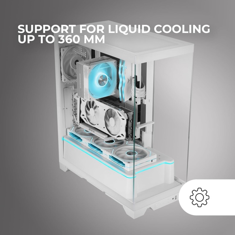 Mars Gaming MC-PRISMA, Case Gaming ATX, Triplo Vetro Temperato Continuo Senza Cornici, Illuminazione ARGB Frontale e Laterale, Doppia Camera, Supporto Raffreddamento Liquido fino a 360mm, Bianco Mars Gaming MC-PRISMA, Case Gaming ATX, Triplo Vetro Temperato Continuo Senza Cornici, Illuminazione ARGB Frontale e Laterale, Doppia Camera, Supporto Raffreddamento Liquido fino a 360mm, Bianco