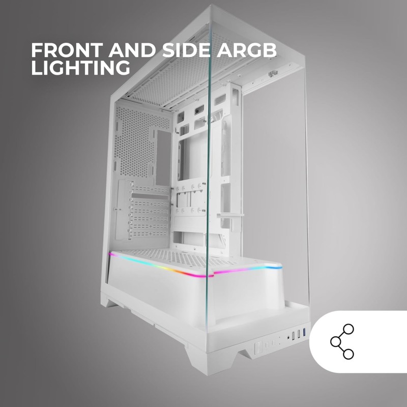 Mars Gaming MC-PRISMA, Case Gaming ATX, Triplo Vetro Temperato Continuo Senza Cornici, Illuminazione ARGB Frontale e Laterale, Doppia Camera, Supporto Raffreddamento Liquido fino a 360mm, Bianco Mars Gaming MC-PRISMA, Case Gaming ATX, Triplo Vetro Temperato Continuo Senza Cornici, Illuminazione ARGB Frontale e Laterale, Doppia Camera, Supporto Raffreddamento Liquido fino a 360mm, Bianco