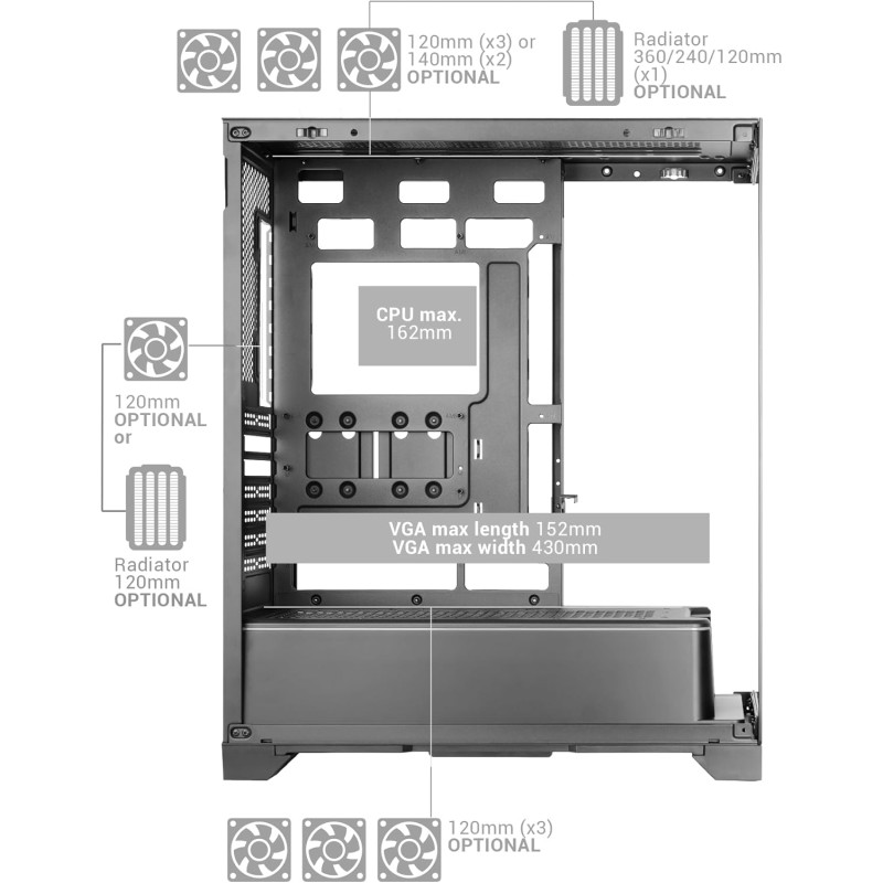 Mars Gaming MC-PRISMA, Case Gaming ATX, Triplo Vetro Temperato Continuo Senza Cornici, Illuminazione ARGB Frontale e Laterale, Doppia Camera, Supporto Raffreddamento Liquido fino a 360mm, Bianco Mars Gaming MC-PRISMA, Case Gaming ATX, Triplo Vetro Temperato Continuo Senza Cornici, Illuminazione ARGB Frontale e Laterale, Doppia Camera, Supporto Raffreddamento Liquido fino a 360mm, Bianco