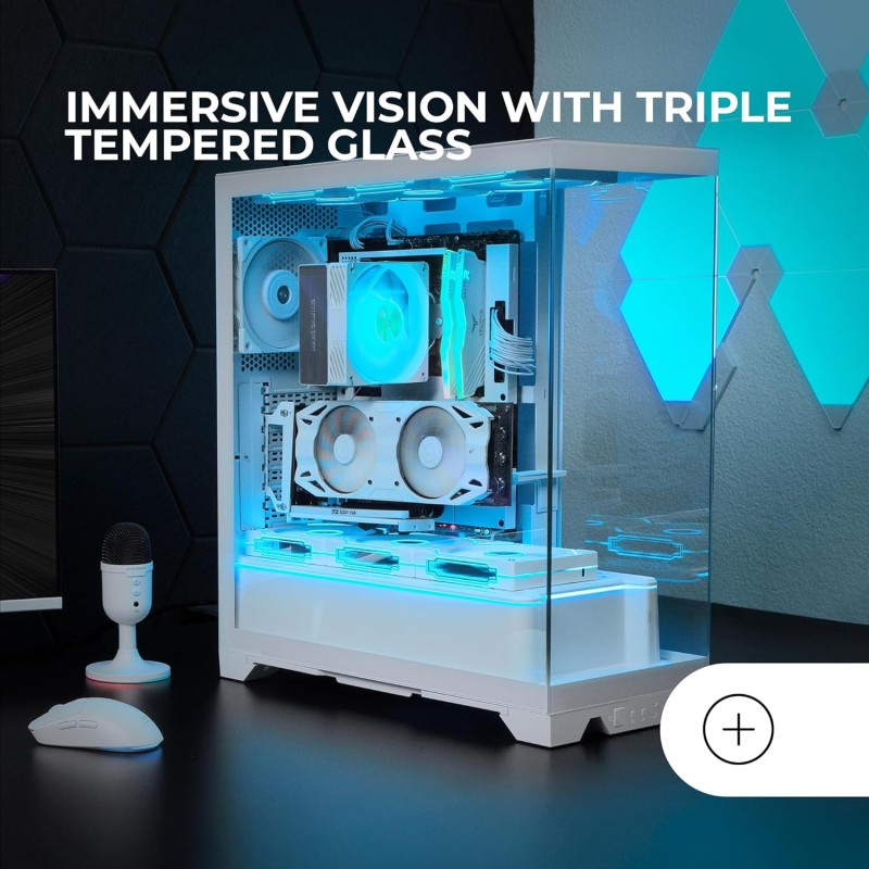 Mars Gaming MC-PRISMA, Case Gaming ATX, Triplo Vetro Temperato Continuo Senza Cornici, Illuminazione ARGB Frontale e Laterale, Doppia Camera, Supporto Raffreddamento Liquido fino a 360mm, Bianco Mars Gaming MC-PRISMA, Case Gaming ATX, Triplo Vetro Temperato Continuo Senza Cornici, Illuminazione ARGB Frontale e Laterale, Doppia Camera, Supporto Raffreddamento Liquido fino a 360mm, Bianco