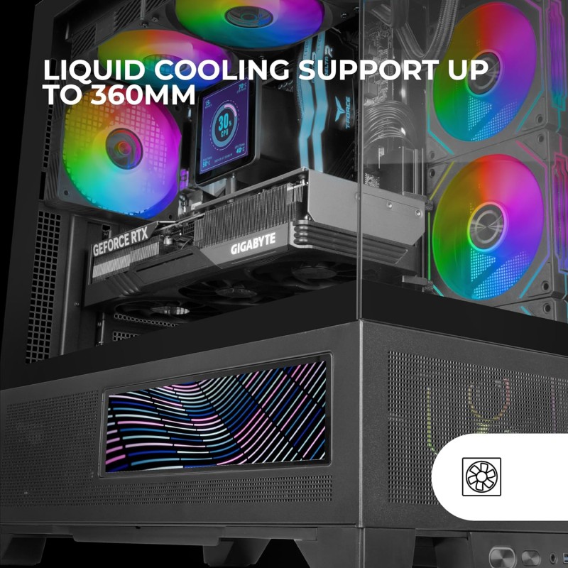 Mars Gaming MC-LCDX, Case Gaming ATX, Schermo IPS 9.16" e Connessione HDMI, Vetro Temperato Continuo, Pannello Inferiore Full Mesh, Doppia Camera, Supporto Raffreddamento Liquido fino a 360mm, Nero Mars Gaming MC-LCDX, Case Gaming ATX, Schermo IPS 9.16" e Connessione HDMI, Vetro Temperato Continuo, Pannello Inferiore Full Mesh, Doppia Camera, Supporto Raffreddamento Liquido fino a 360mm, Nero