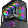 Mars Gaming MC-LCDX, Case Gaming ATX, Schermo IPS 9.16" e Connessione HDMI, Vetro Temperato Continuo, Pannello Inferiore Full Mesh, Doppia Camera, Supporto Raffreddamento Liquido fino a 360mm, Nero