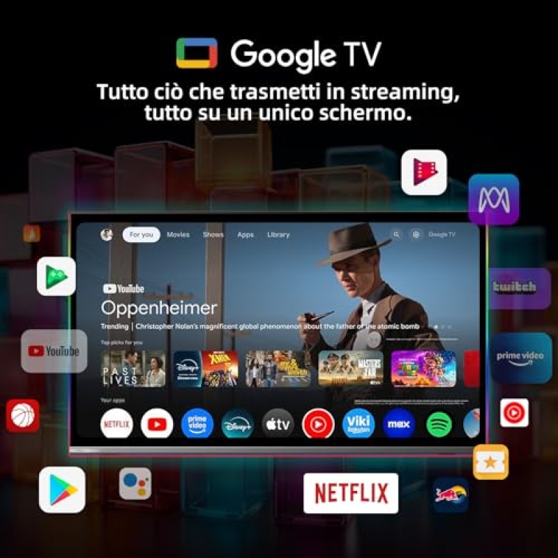 CHiQ 40QA10 QLED 40 Pollici Full HD HDR10|Audio Dolby|Chromecast Integrato|Triplo Tuner (DVB-C/T/T2/S/S2) | Nuovo Modello 2025 - 40''